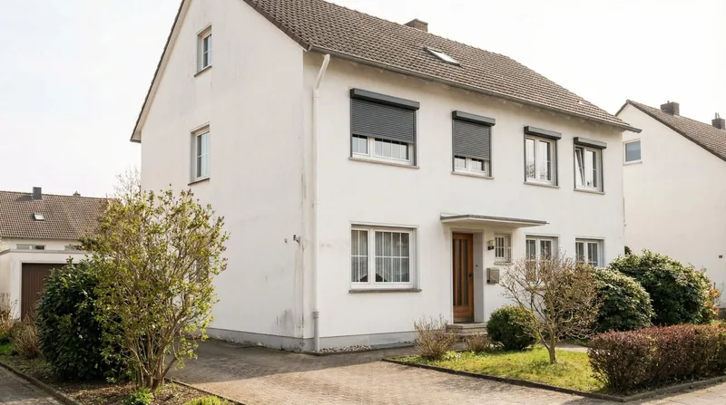 Wohnhaus mit möblierten Zimmern von außen